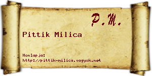 Pittik Milica névjegykártya